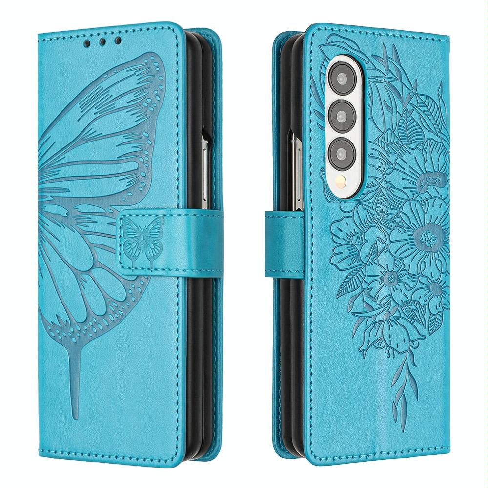 NNEDSZ Butterfly Embossed Leather Phone Case - Blue - CAMARABUSSINES