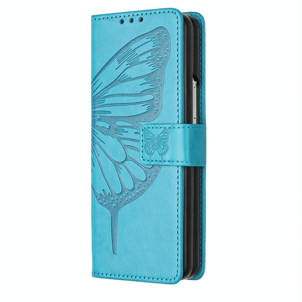 NNEDSZ Butterfly Embossed Leather Phone Case - Blue - CAMARABUSSINES