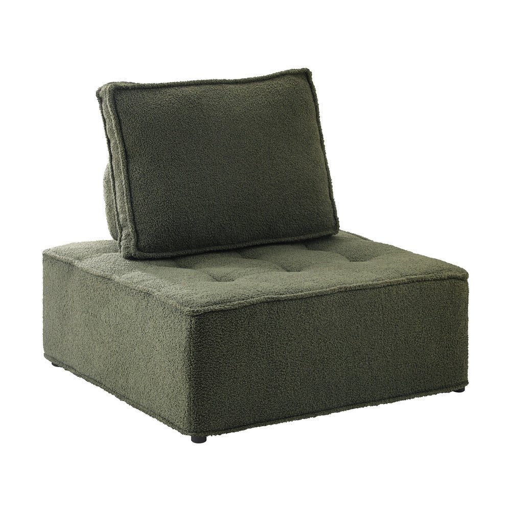NNEED 1PC Modular Sofa Lounge Chair Armless Sherpa Green - CAMARABUSSINES