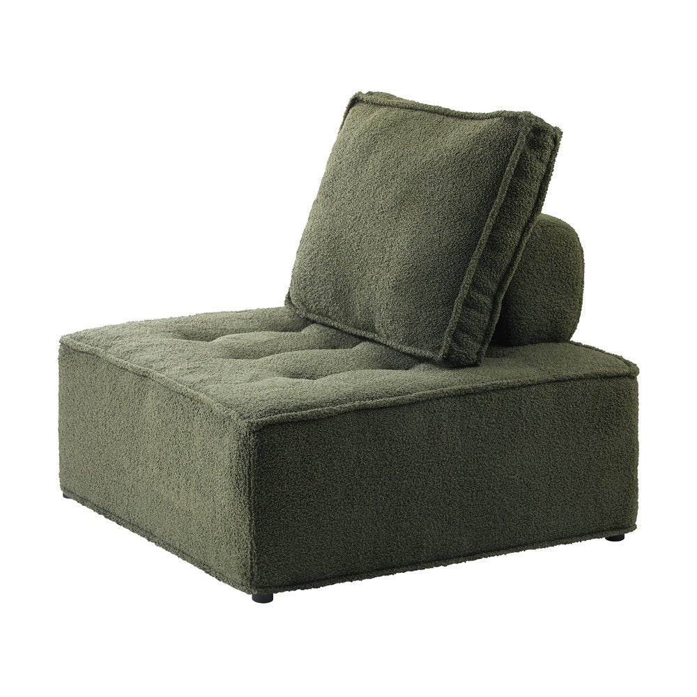 NNEED 1PC Modular Sofa Lounge Chair Armless Sherpa Green - CAMARABUSSINES
