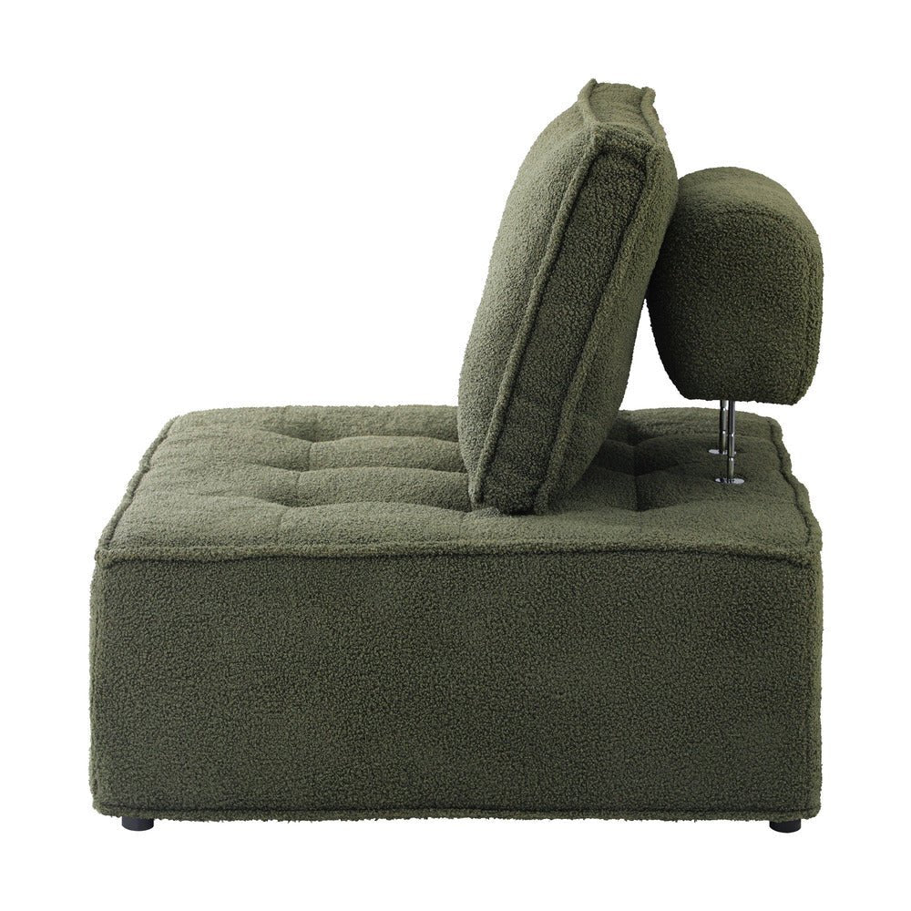 NNEED 1PC Modular Sofa Lounge Chair Armless Sherpa Green - CAMARABUSSINES