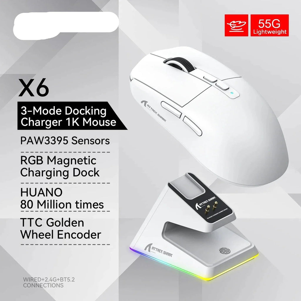 NNEOBA Tri - Mode RGB Gaming Mouse with Magnetic Charging Base - CAMARABUSSINES