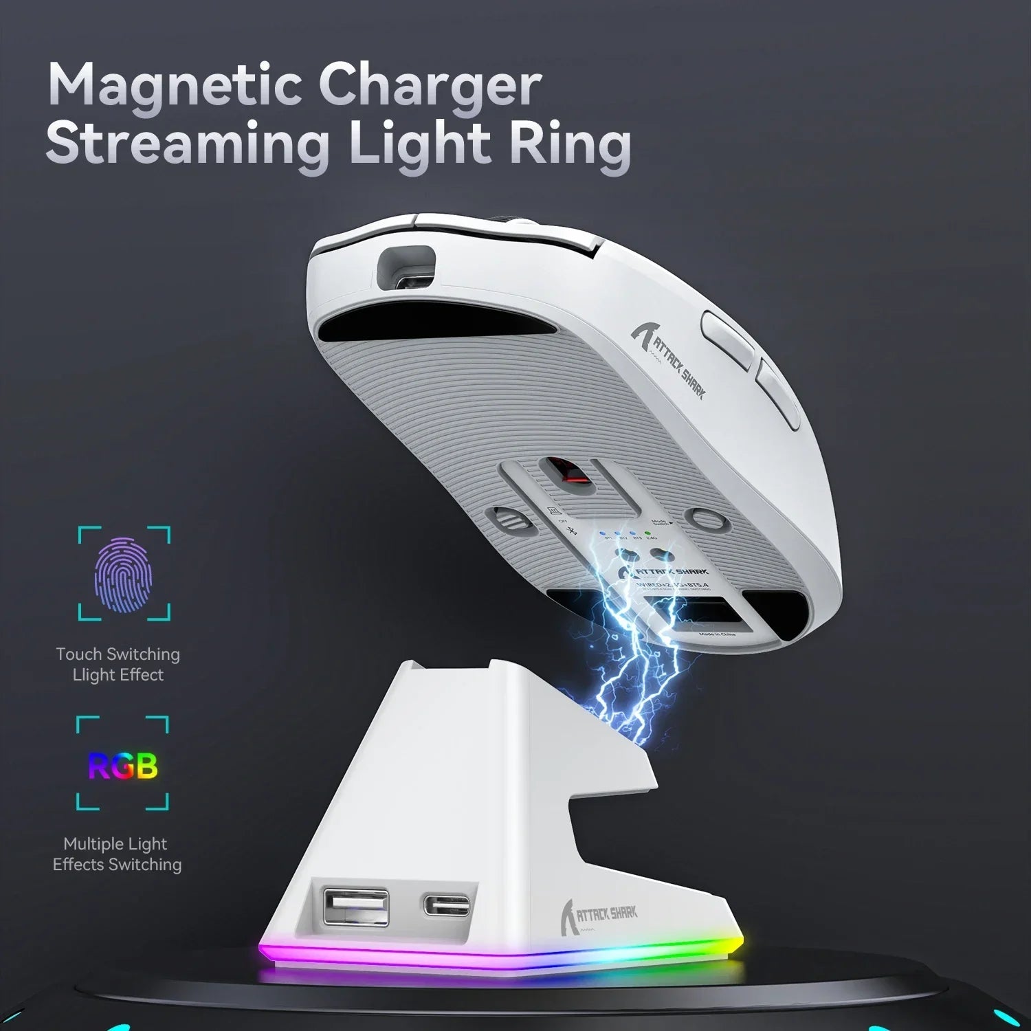 NNEOBA Tri - Mode RGB Gaming Mouse with Magnetic Charging Base - CAMARABUSSINES