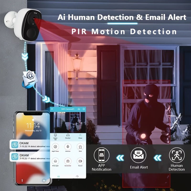 NNETM Wireless Solar Security Camera Outdoor (3MP Night Vision) - CAMARABUSSINES