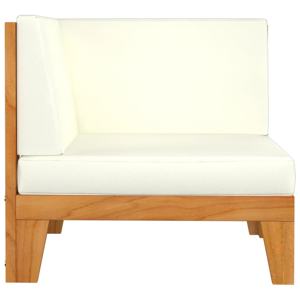 NNEVL 2 - Seater Sofa with Cream White Cushions Solid Acacia Wood - CAMARABUSSINES