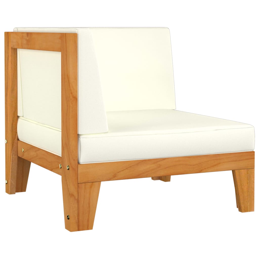 NNEVL 2 - Seater Sofa with Cream White Cushions Solid Acacia Wood - CAMARABUSSINES
