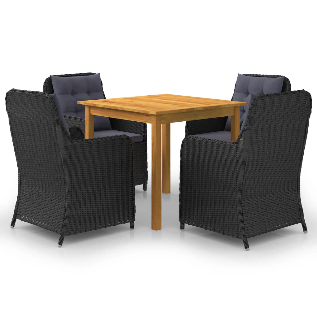 NNEVL 5 Piece Garden Dining Set Black - CAMARABUSSINES