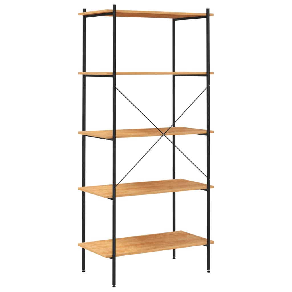 NNEVL 5 - Tier Shelving Unit Black and Oak 80x40x163 cm - CAMARABUSSINES