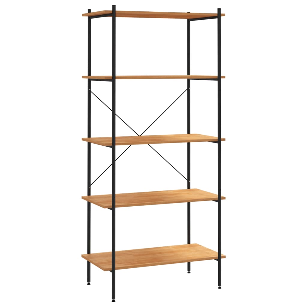 NNEVL 5 - Tier Shelving Unit Black and Oak 80x40x163 cm - CAMARABUSSINES