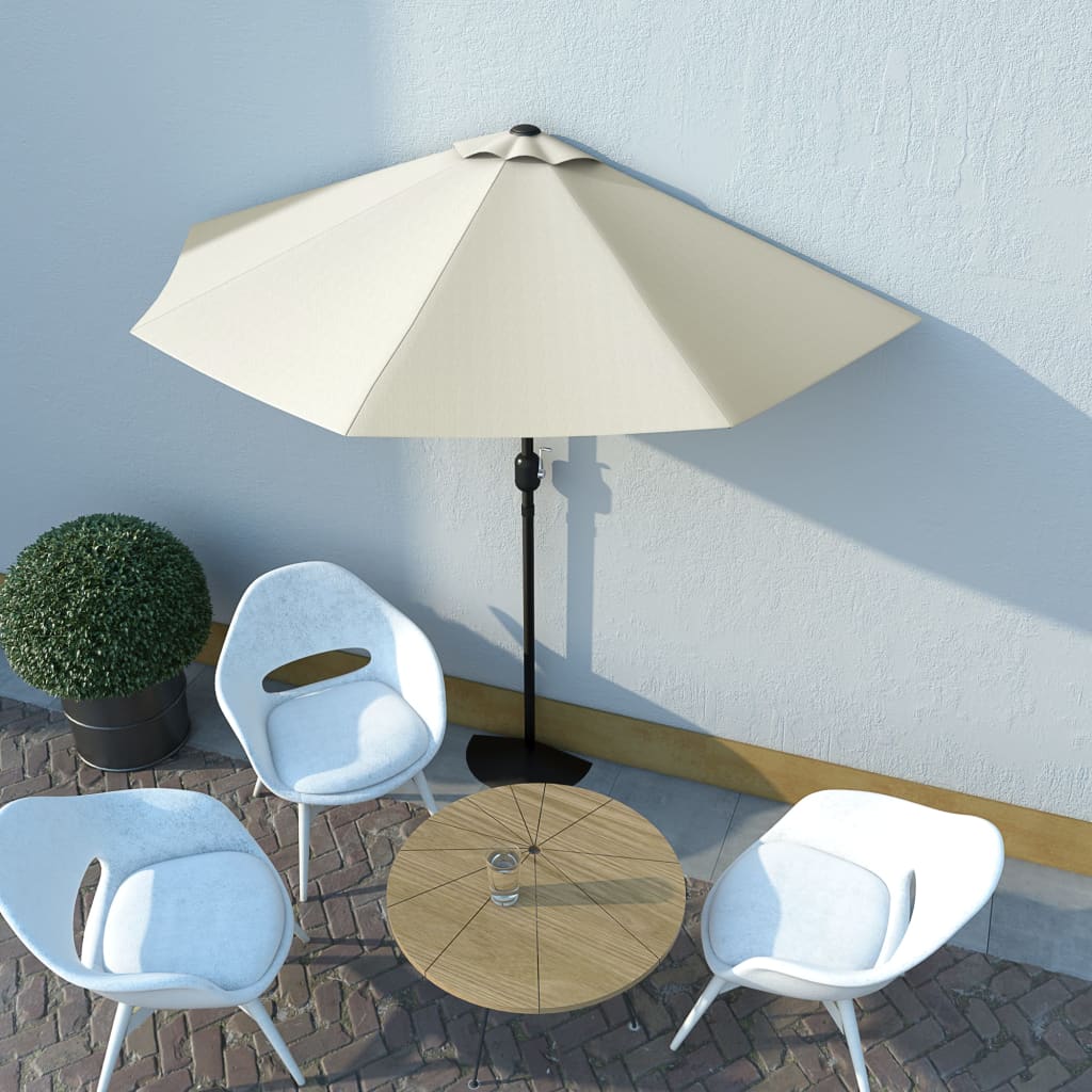 NNEVL Balcony Parasol with Aluminium Pole Sand 270x135 cm Half - CAMARABUSSINES