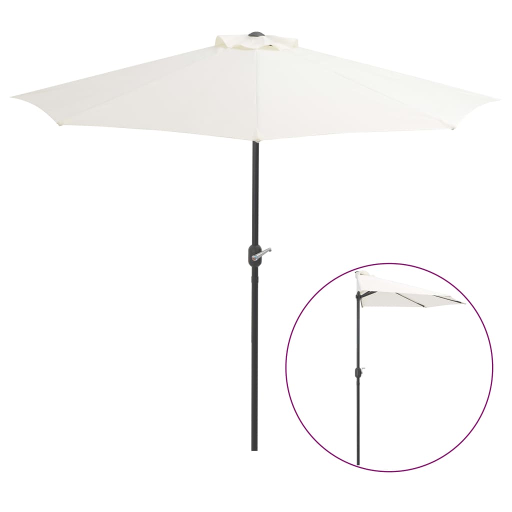 NNEVL Balcony Parasol with Aluminium Pole Sand 270x135 cm Half - CAMARABUSSINES
