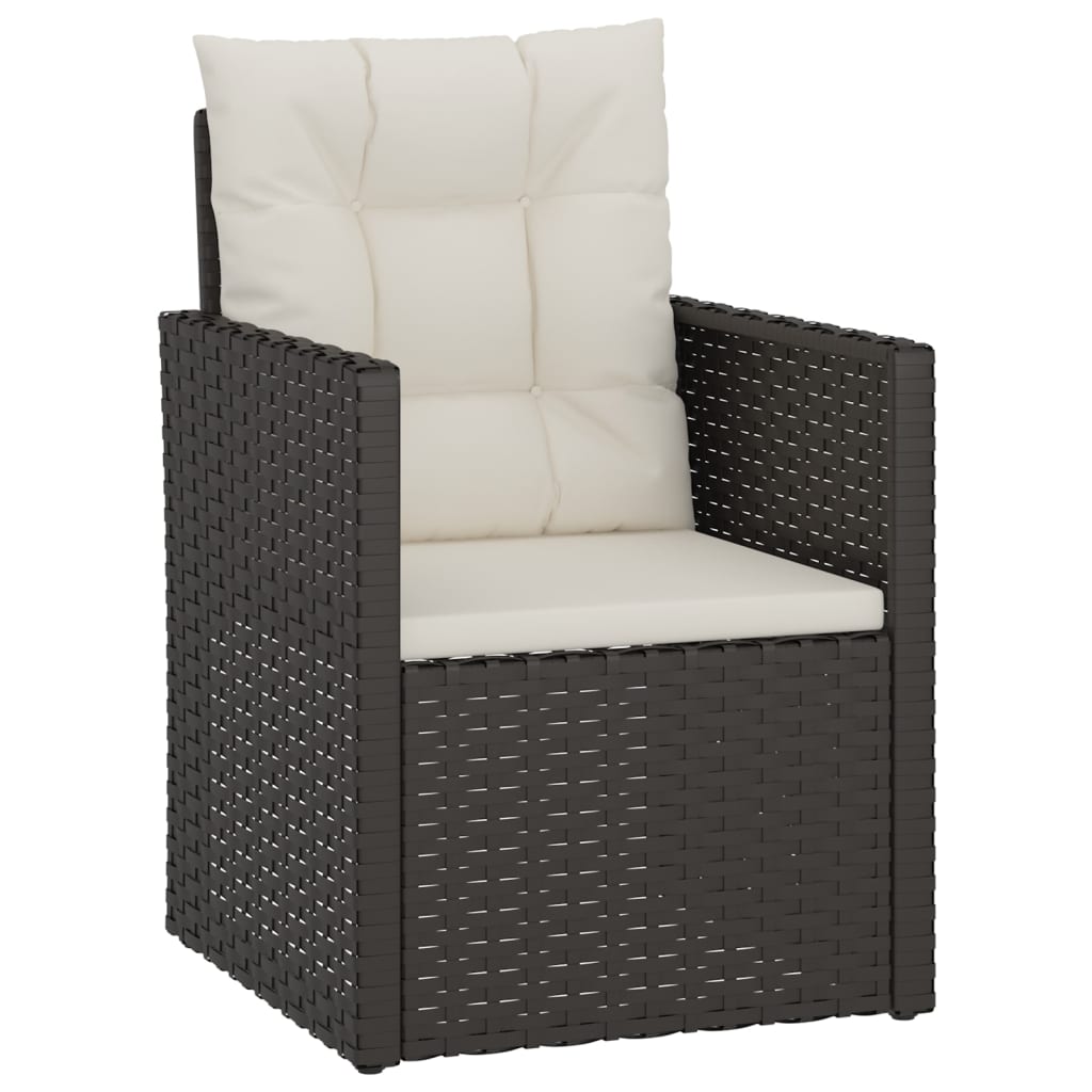 NNEVL Garden Armchair with Cushions Black Poly Rattan - CAMARABUSSINES