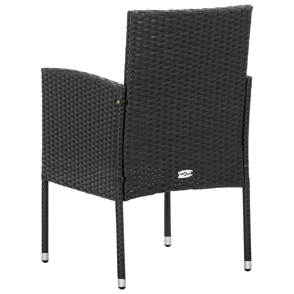 NNEVL Garden Chairs with Black Cushions 4 pcs Black Poly Rattan - CAMARABUSSINES