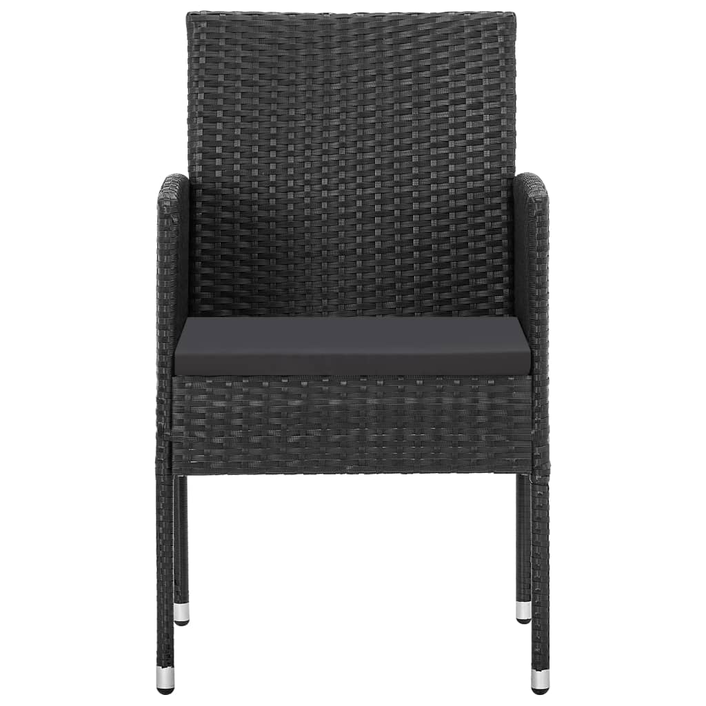 NNEVL Garden Chairs with Black Cushions 4 pcs Black Poly Rattan - CAMARABUSSINES