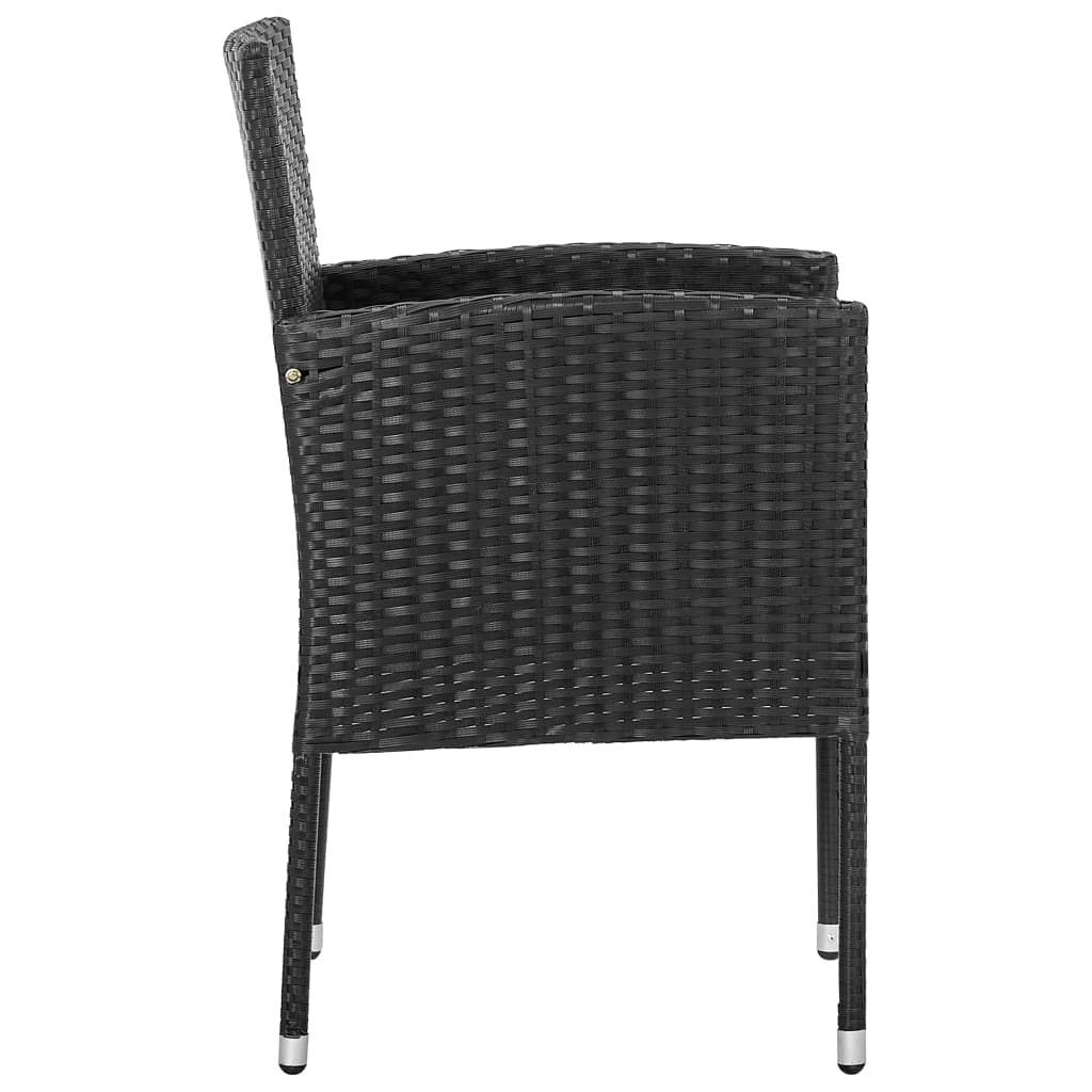 NNEVL Garden Chairs with Black Cushions 4 pcs Black Poly Rattan - CAMARABUSSINES