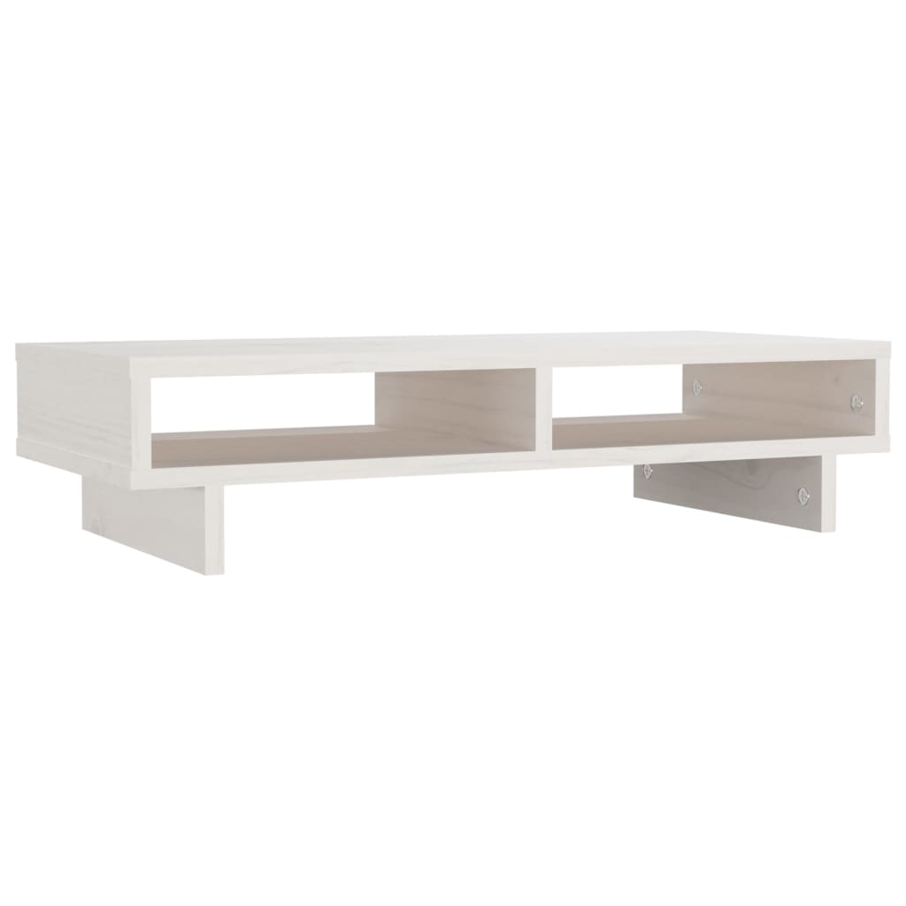 NNEVL Monitor Stand White 60x27x14 cm Solid Wood Pine - CAMARABUSSINES