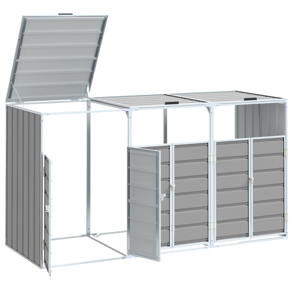 NNEVL Wheelie Bin Storage for Triple Bins Grey 216x81x115 cm Steel - CAMARABUSSINES