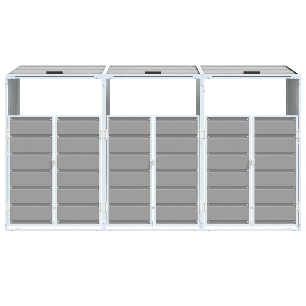 NNEVL Wheelie Bin Storage for Triple Bins Grey 216x81x115 cm Steel - CAMARABUSSINES